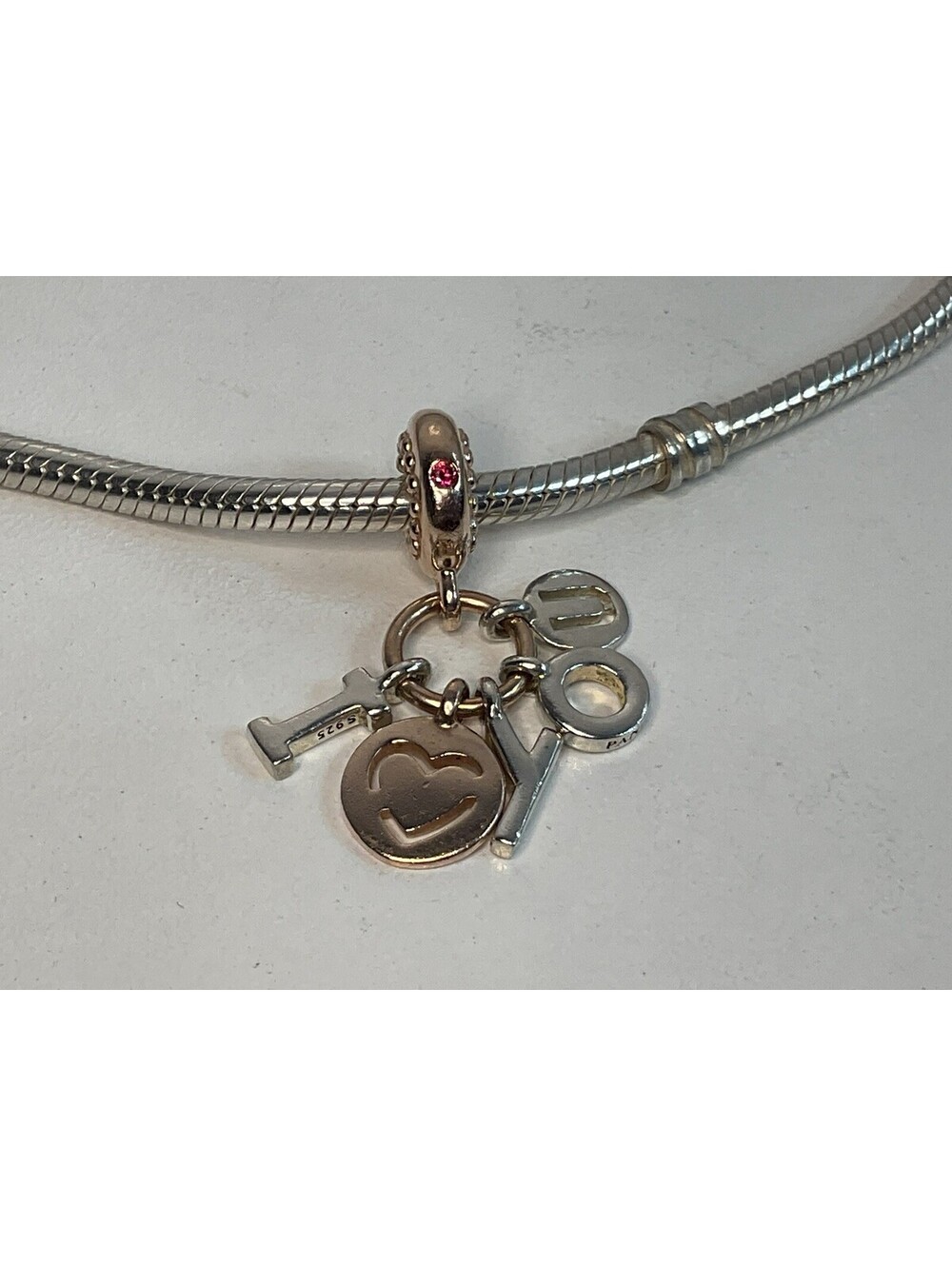 Pandora Silver And Rose Gold I Love  You Dangle Charm Retired